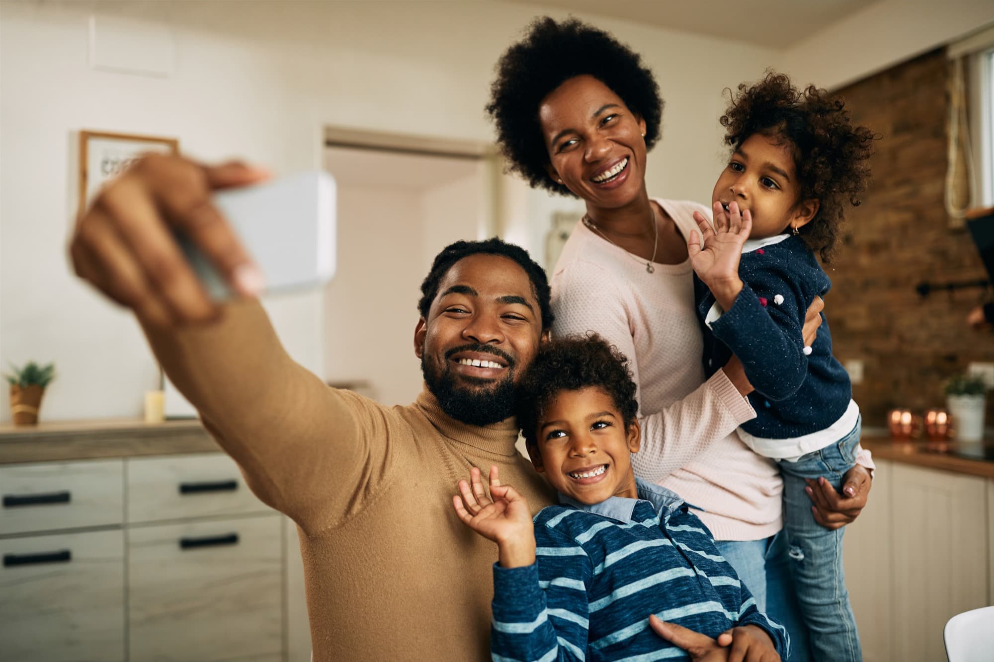 Family on a video call at home